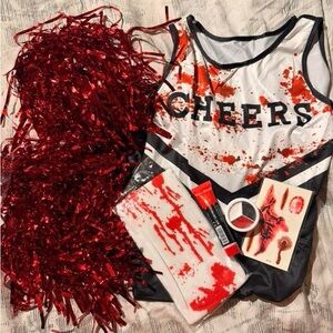 "CHEERS" Cheerleader Tank Top with Red Splatter Design